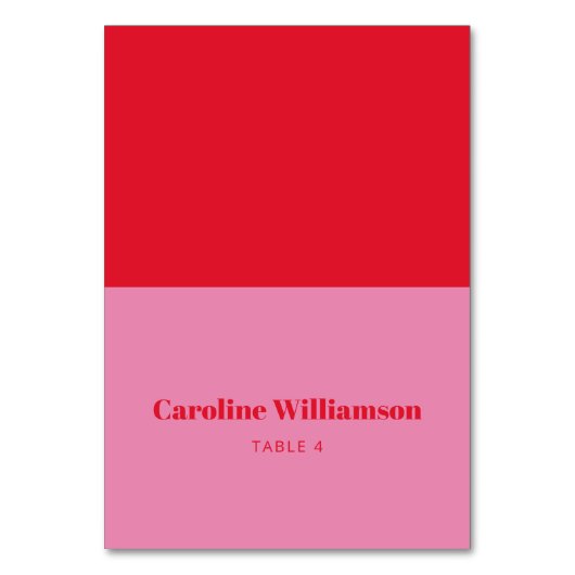 Vet roze Rode Typografie Aangepaste tafelkaart Kaart (Voorkant)