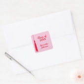 Vet Roze & Rood 2024 Afstudeerder Tassel Afstudere Vierkante Sticker (Envelop)