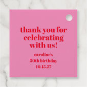 Vet Roze Rood 50ste Verjaardag Custom Bedankt Bedankjes Labels (Achterkant)