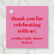 Vet Roze Rood Custom Baby shower Dank u Bedankjes Labels