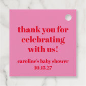 Vet Roze Rood Custom Baby shower Dank u Bedankjes Labels (Achterkant)