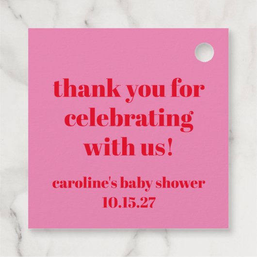 Vet Roze Rood Custom Baby shower Dank u Bedankjes Labels (Achterkant)
