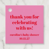 Vet Roze Rood Custom Baby shower Dank u Bedankjes Labels (Voorkant)