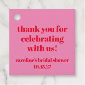 Vet Roze Rood Custom Vrijgezellenfeest Dank u Bedankjes Labels (Voorkant)