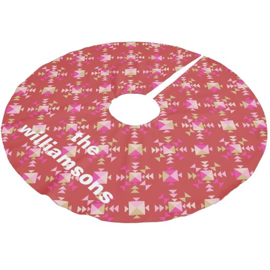 Vet Roze Rood Goud Geometrisch Gepersonaliseerde N Kerstboom Rok (Gekanteld)