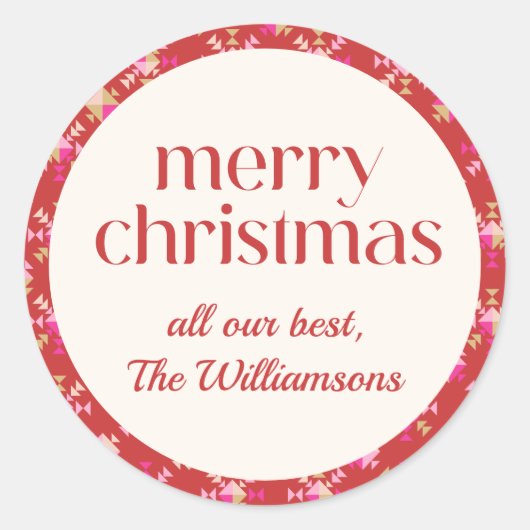 Vet Roze Rood Goud Geometrisch Gepersonaliseerde N Ronde Sticker (Voorkant)