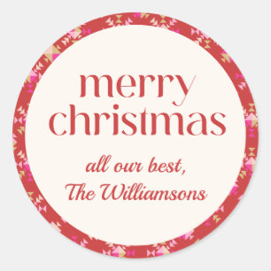 Vet Roze Rood Goud Geometrisch Gepersonaliseerde N Ronde Sticker