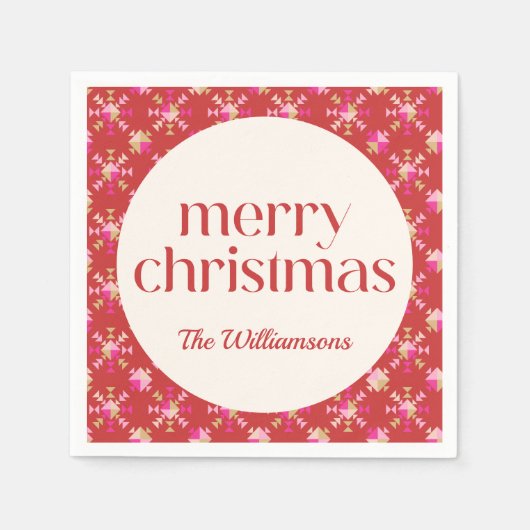 Vet Roze Rood Goud Geometrisch Gepersonaliseerde N Servet (Voorkant)