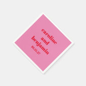 Vet Roze Rood Modern Bruiloft Gepersonaliseerd Servet (Hoek)