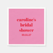 Vet Roze Rood Modern Fun Custom Vrijgezellenfeest Servet (Voorkant)