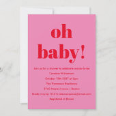 Vet Roze Rood Modern Fun Eenvoudig Baby shower Kaart (Voorkant)