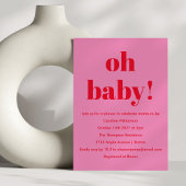 Vet Roze Rood Modern Fun Eenvoudig Baby shower Kaart