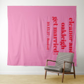 Vet Roze Rood Moderne Bruiloft Aangepaste Achtergr Wandkleed (In Situ (horizontaal))