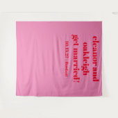 Vet Roze Rood Moderne Bruiloft Aangepaste Achtergr Wandkleed (Voorkant (horizontaal))