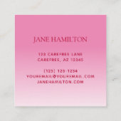 Vet Roze Rood Monogram Ballonnen Vierkante Visitekaartje (Achterkant)