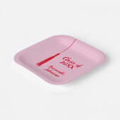 Vet Roze & Rood Tassel Gepersonaliseerd Afstuderen Papieren Bordje (Gebogen)