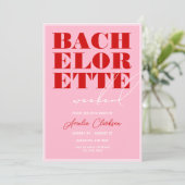 Vet Roze & Rood Vrijgezellenweekend Kaart (Staand voorkant)