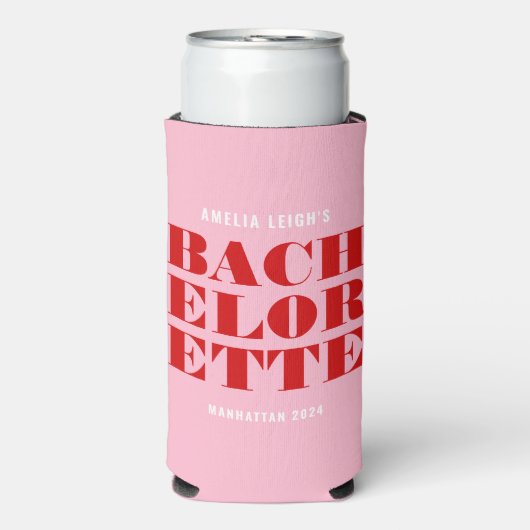 Vet Roze & Rood Vrijgezellenweekend Seltzer Blikjeskoeler (Seltzer Voorkant)