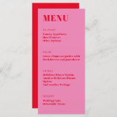 Vet, roze, roodroze, minimalistisch diner menu (Voorkant / Achterkant)