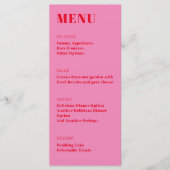 Vet, roze, roodroze, minimalistisch diner menu (Voorkant)