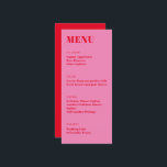 Vet, roze, roodroze, minimalistisch diner menu<br><div class="desc">Bold Typografie Helderroze en rood Modern Minimalistisch Bindmenu</div>