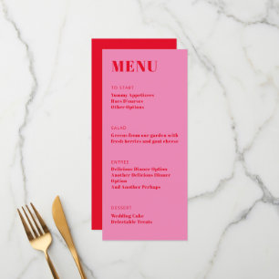 Vet, roze, roodroze, minimalistisch diner menu