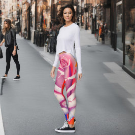 Vet roze roze roze Floral Artsy Bohemian Style Leggings