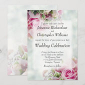 Vet Roze Rozen Chique Bloemen Bruiloft Uitnodiging (Voorkant / Achterkant)
