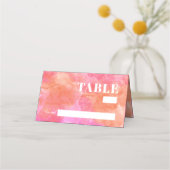 Vet Roze Sinaasappel Abstracte Waterverf bruiloft Plaatskaartje (Voorkant)