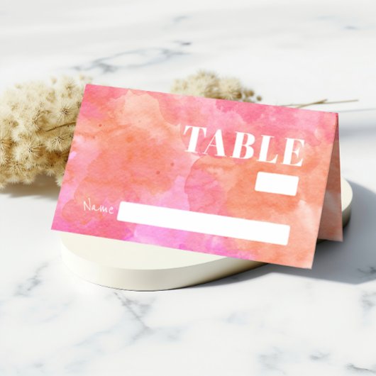 Vet Roze Sinaasappel Abstracte Waterverf bruiloft Plaatskaartje