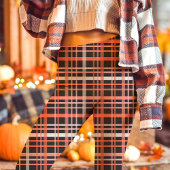 Vet Roze, Sinaasappel en Zwarte Herfst Plaid Leggings
