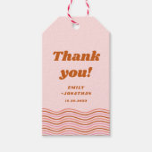 Vet Roze Sinaasappel Rood Retro Groovy Disco Bruil Cadeaulabel (Voorkant)