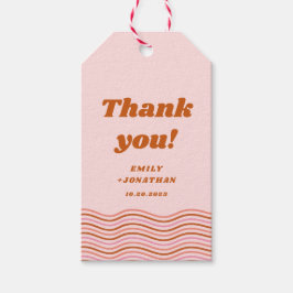 Vet Roze Sinaasappel Rood Retro Groovy Disco Bruil Cadeaulabel