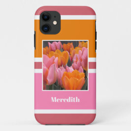 Vet Roze Sinaasappel Tulpen Gepersonaliseerd Case-Mate iPhone Case
