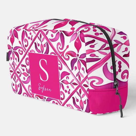 Vet roze Spaans talavera bruidsmeisje geschenken Toilettasje (Rechterhoek)