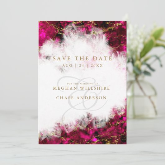 Vet Roze Tourmaline en Kristal sparen de Datum Kaart (Staand voorkant)