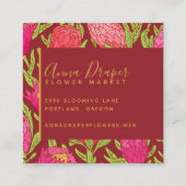 Vet Roze Tropisch Bloemen Vierkant Visitekaartje (Voorkant)