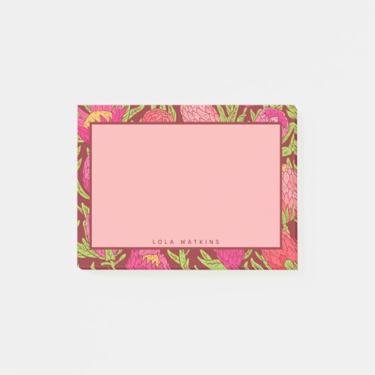 Vet roze tropisch bloemmotief post-it® notes (Voorkant)