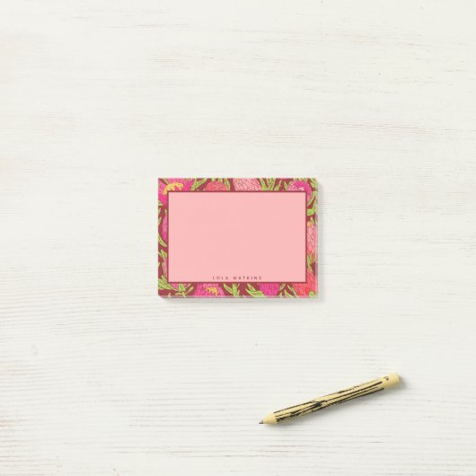 Vet roze tropisch bloemmotief post-it® notes (Op bureau)