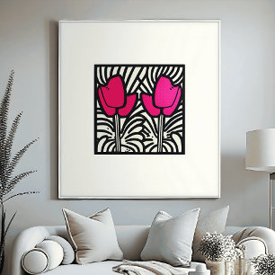 Vet Roze Tulpen Pop Art Print