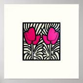 Vet Roze Tulpen Pop Art Print (Voorkant)