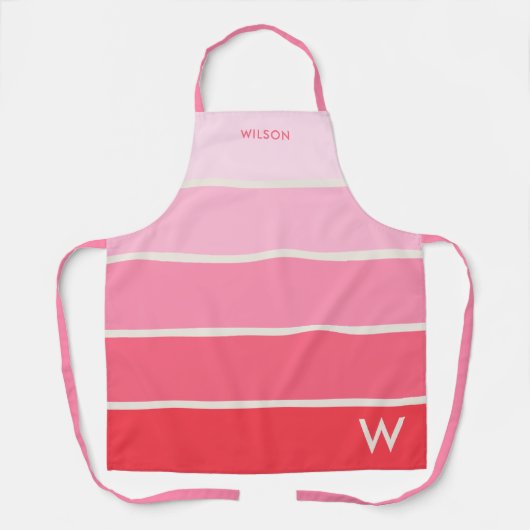 Vet Roze Verloop Streep Monogram Schort (Voorkant)