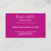 Vet Roze Vrouwelijke Glitter Visitekaartje (Achterkant)
