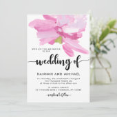 Vet Roze Waterverf Bloemen Huwelijksuitnodiging Kaart (Staand voorkant)