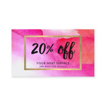 Vet Roze Waterverven Kortingscoupon Kaart