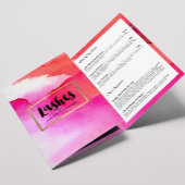 Vet Roze Waterverven Lash Extensions Brochure Drieluik Kaart