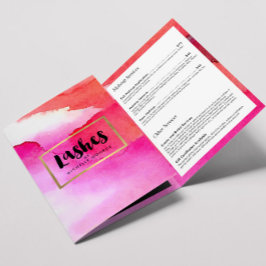 Vet Roze Waterverven Lash Extensions Brochure Drieluik Kaart