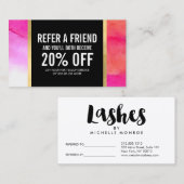 Vet Roze Waterverven Lash Extensions Referral (Voorkant / Achterkant)
