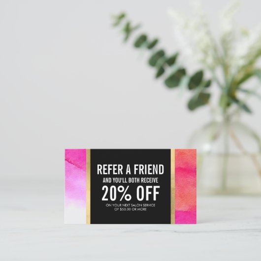 Vet Roze Waterverven Lash Extensions Referral (Staand voorkant)