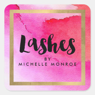 Vet roze Waterverven Lash Extensions Salon Vierkante Sticker